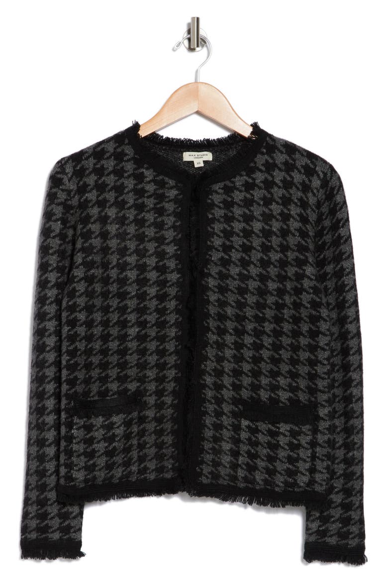 Fringe Houndstooth Jacket, Alternate, color, BLACK/ CHAR HNDSTTH