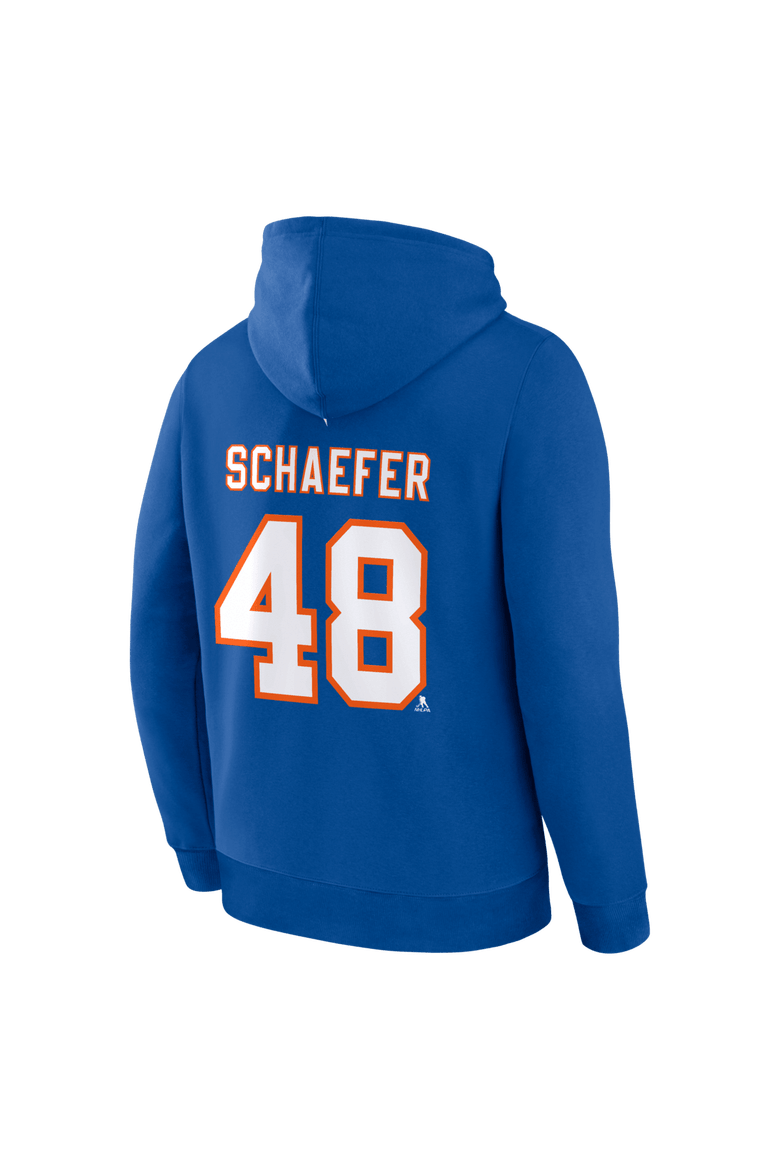 Men's Fanatics Matthew Schaefer Royal New York Islanders Authentic Stack Name & Number Hoodie, Alternate, color, Royal