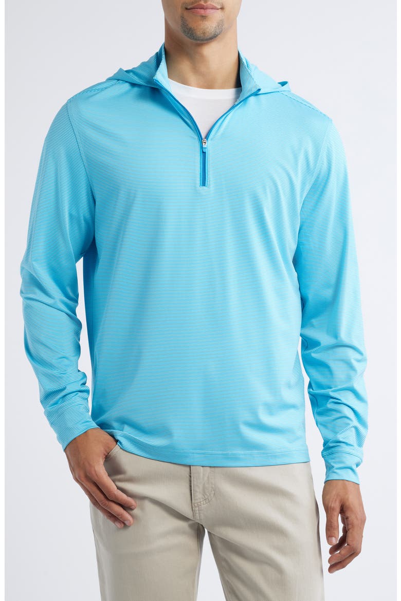 Hybrid Performance Quarter Zip Hoodie, Main, color, MAJORCA/TARPON