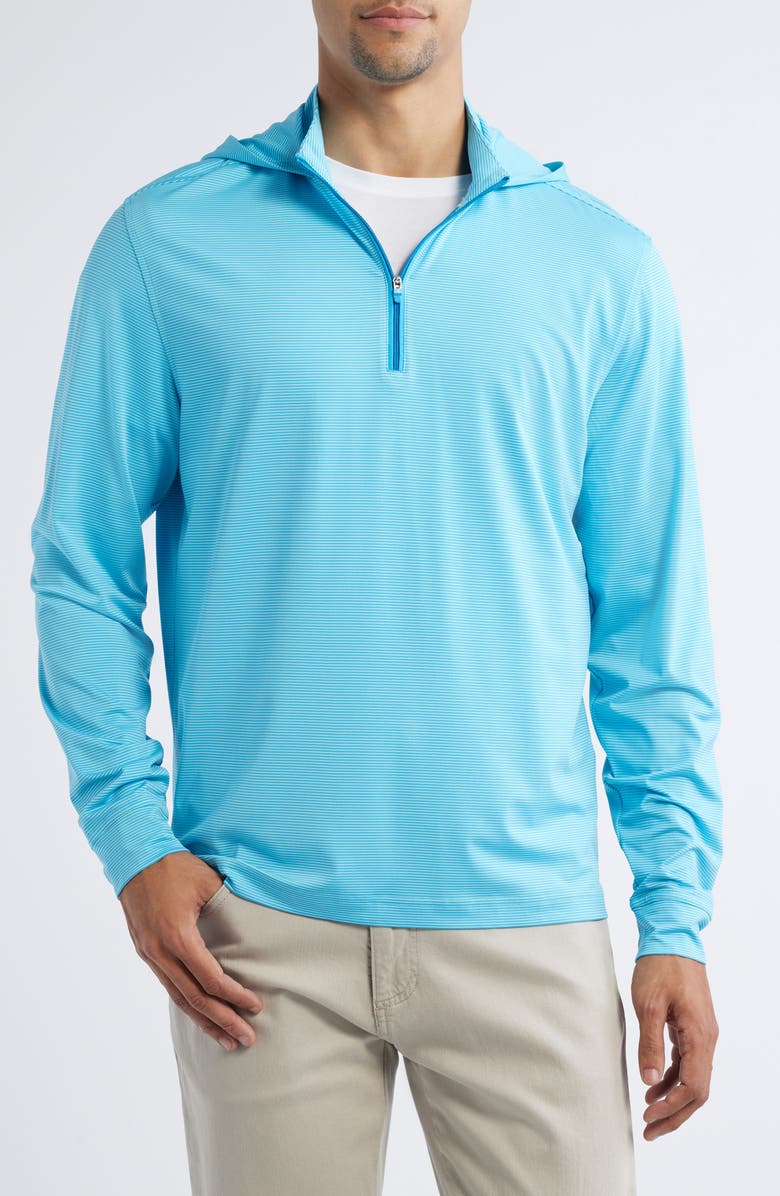 johnnie-O Hybrid Performance Quarter Zip Hoodie, Main, color, Majorca/Tarpon