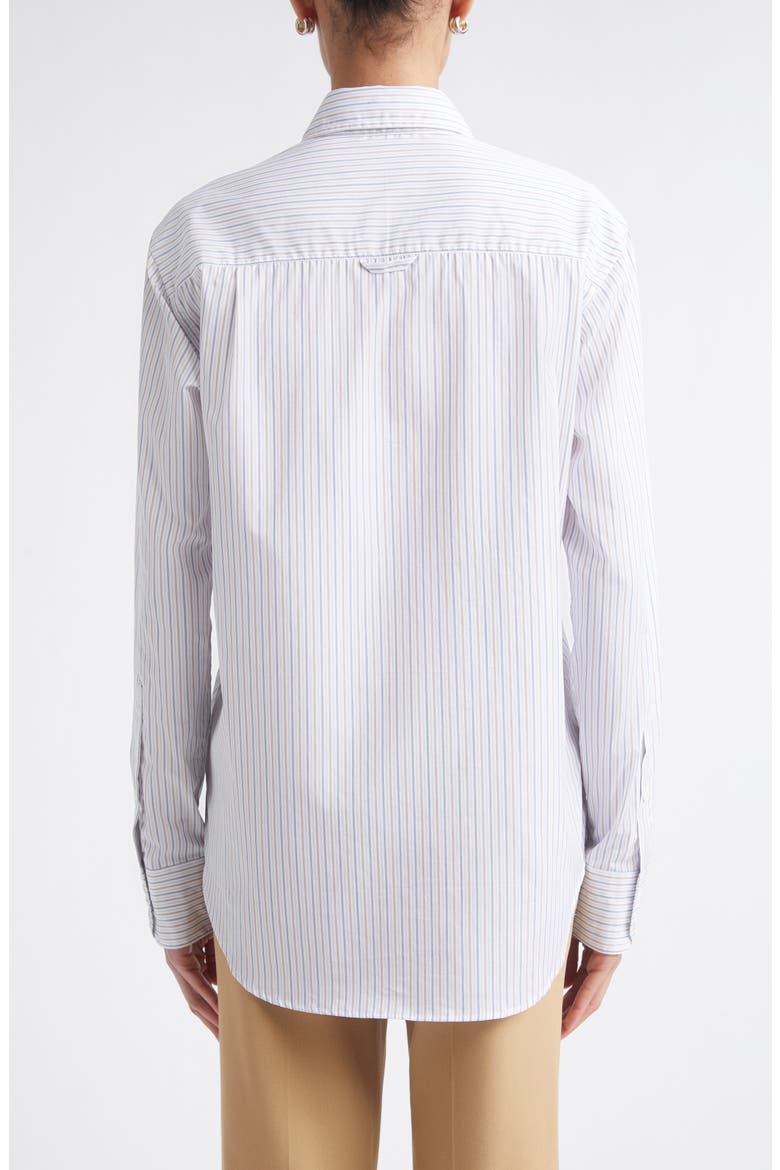 Stripe Organic Cotton Button-Up Tunic Shirt, Alternate, color, WHITE/ BLUE/ BROWN STRIPE