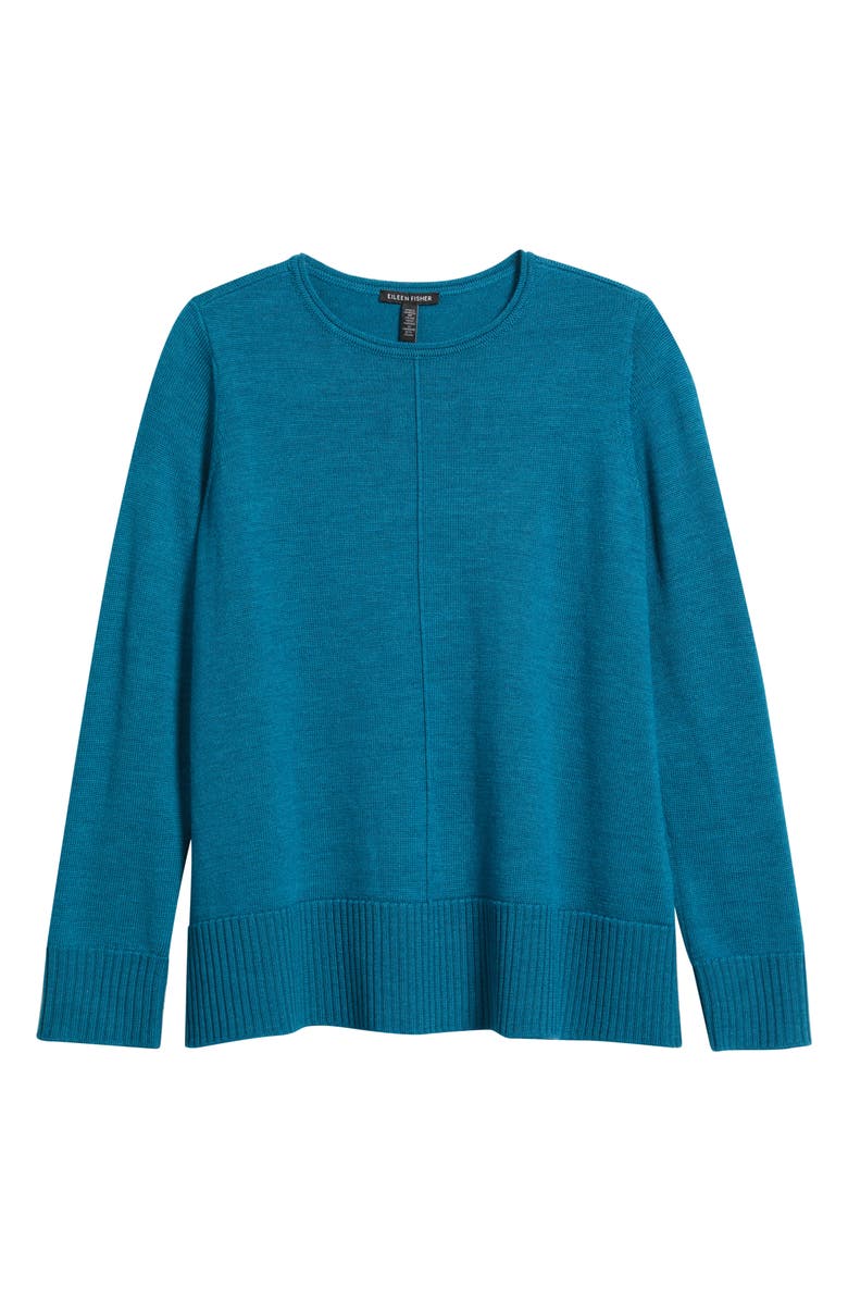 Eileen Fisher Crewneck Wool Sweater, Alternate, color, Dragonfly