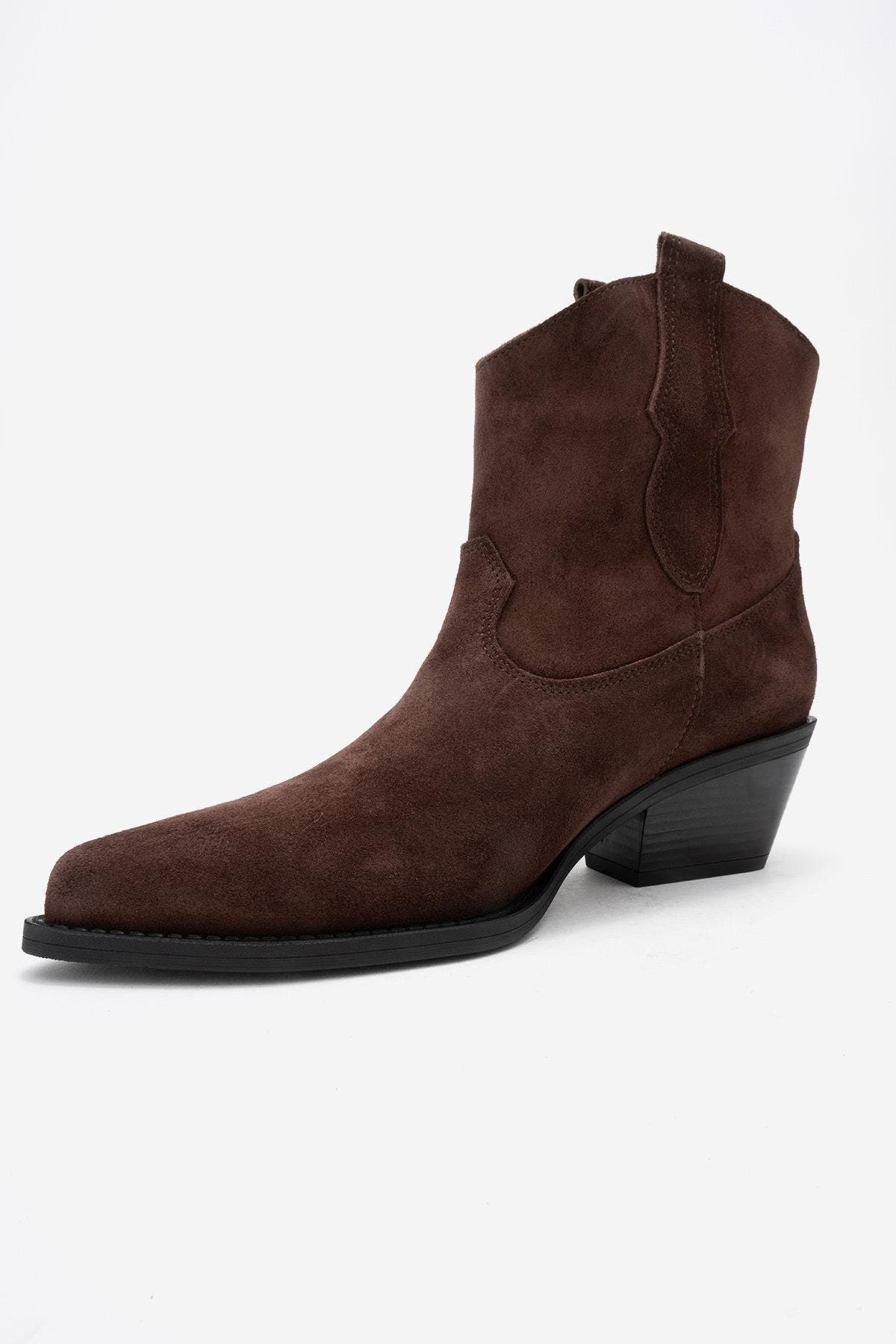 Elia Leather Western Boot, Alternate, color, Brown Suede