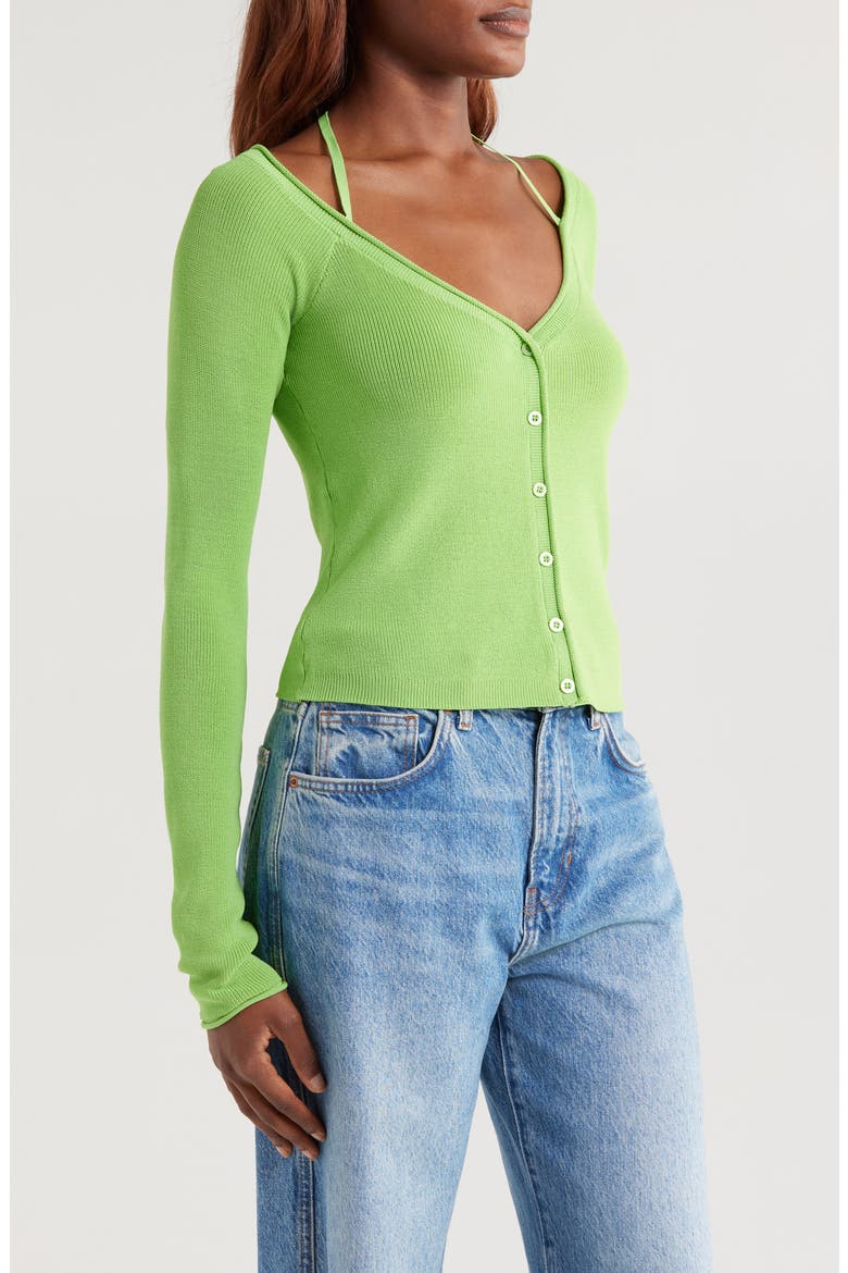 Rib Off the Shoulder Top, Alternate, color, LIME