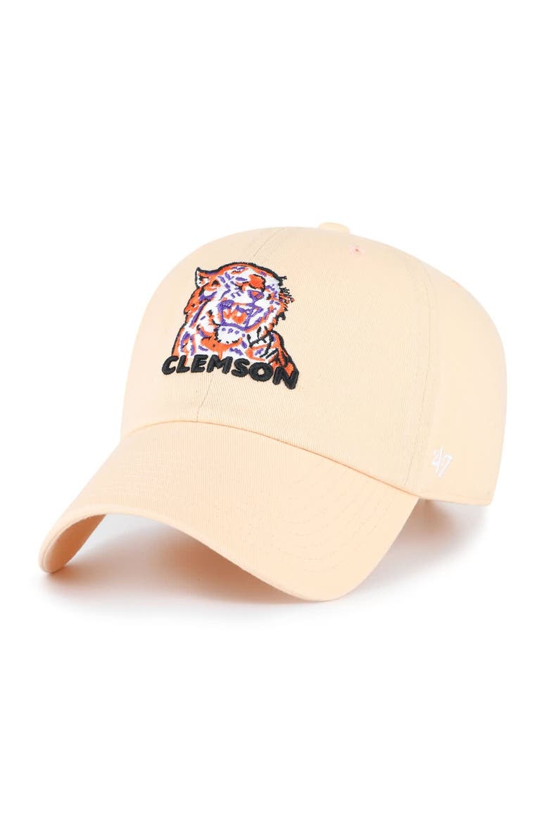 Men's '47 Light Orange Clemson Tigers Vault Clean Up Adjustable Hat, Main, color, Light Orange