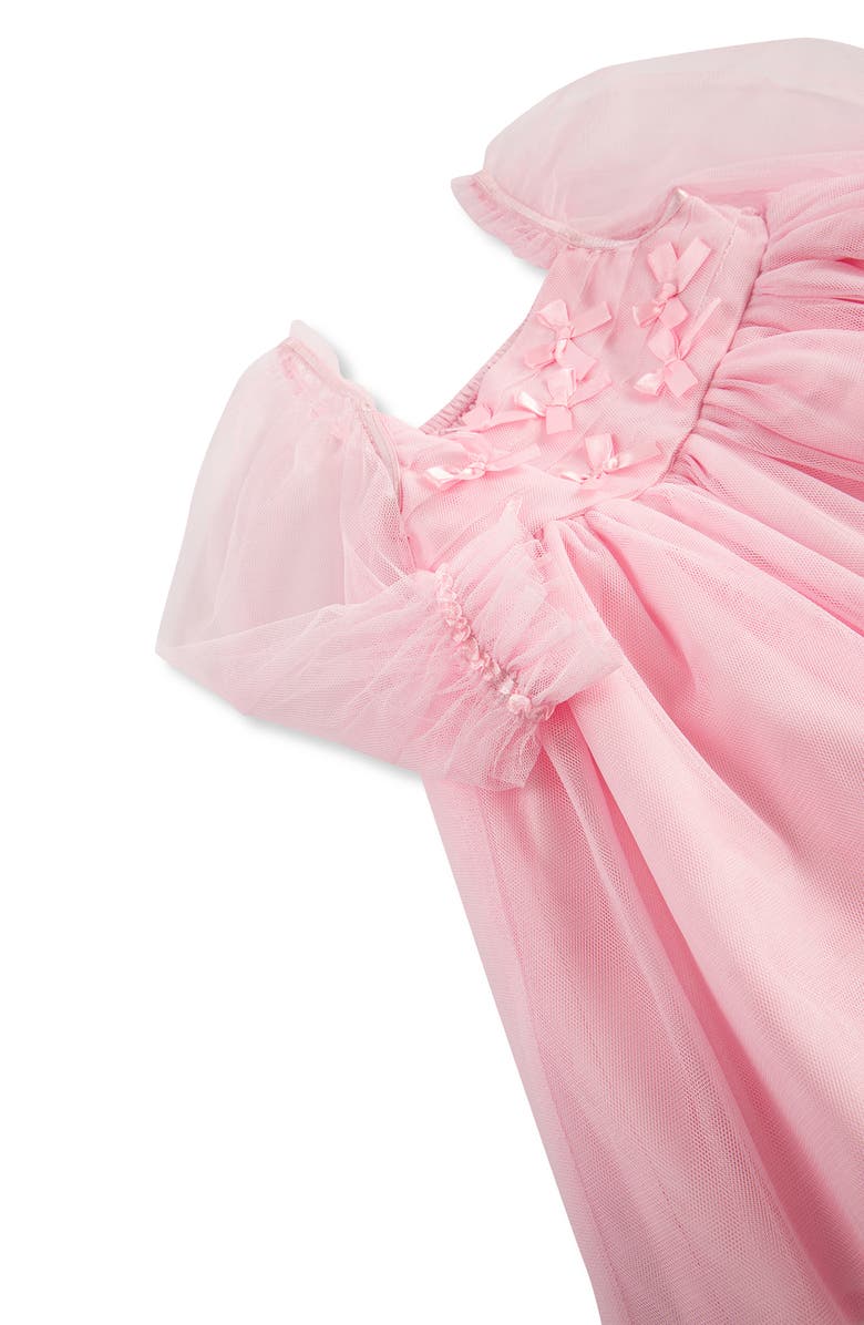 Habitual Kids Bow Trim Tulle Babydoll Dress, Alternate, color, Light Pink
