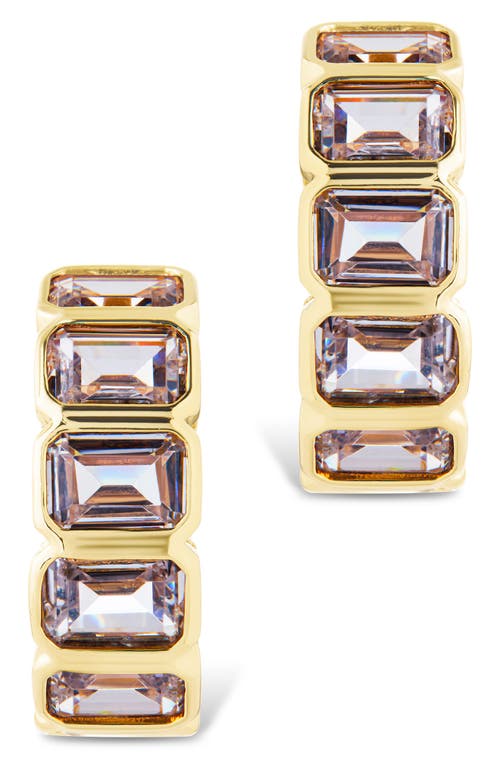 Sterling Forever Nyssa Baguette Cubic Zirconia Hoop Earrings