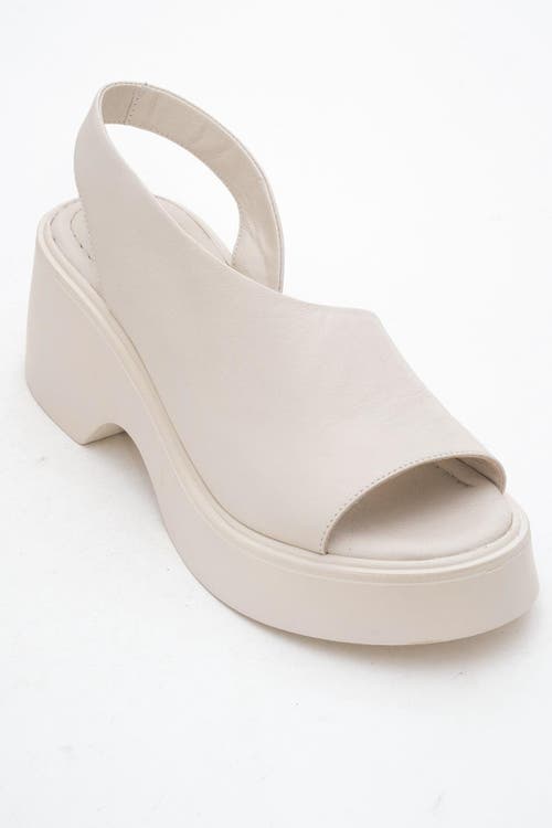 Forever & Always Shoes ROY Leather Wedge Sandal in Light Beige Leather at Nordstrom, Size 6
