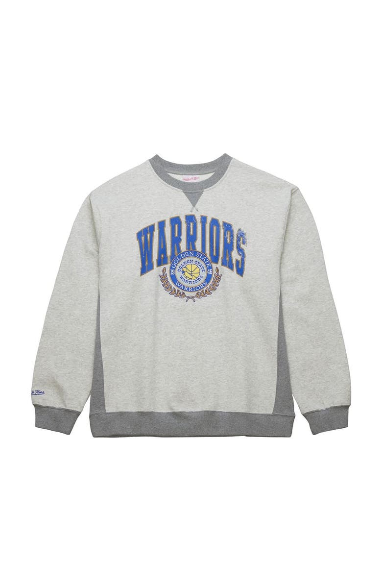 Mitchell & Ness Men's Mitchell & Ness Heather Gray Golden State Warriors Vintage Logo Pullover Sweatshirt, Alternate, color, Heather Gray