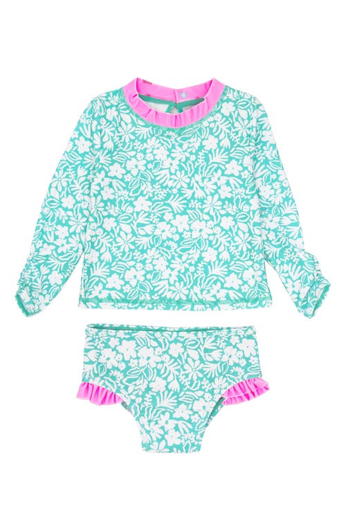 Feather 4 Arrow Beach Babe Long Sleeve Two-piece Rashguard Swimsuit In Pool Blue