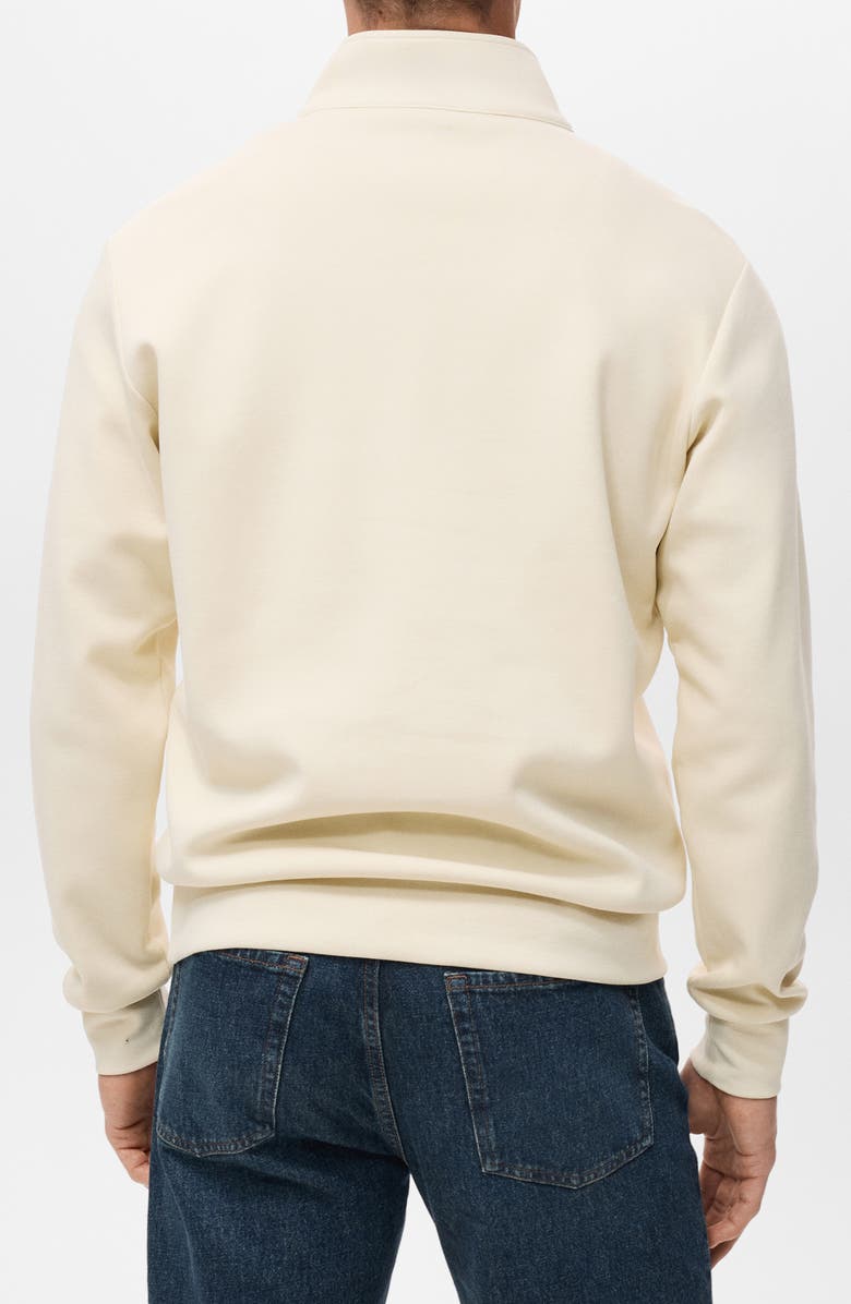 MANGO Quarter Zip Sweatshirt, Alternate, color, Ecru