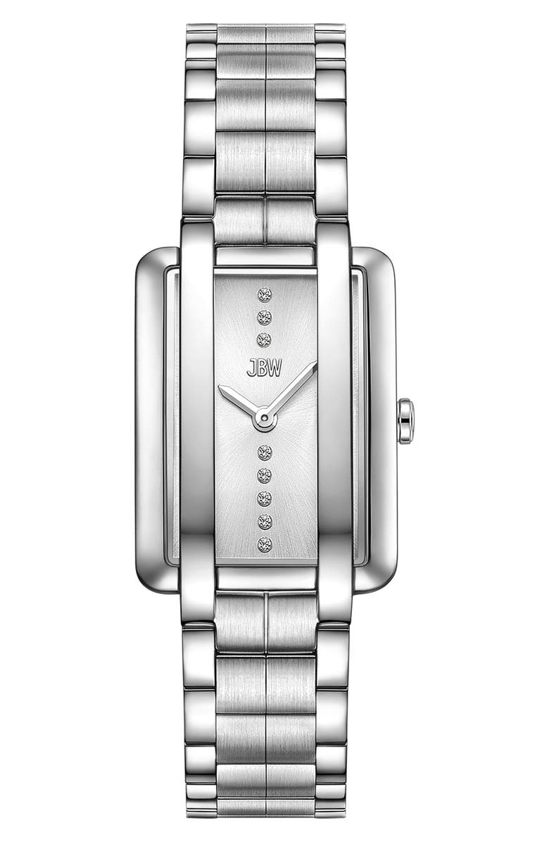 JBW Mink Petite Lab Created Diamond Bracelet Watch, 23mm x 8mm, Main, color, Silver