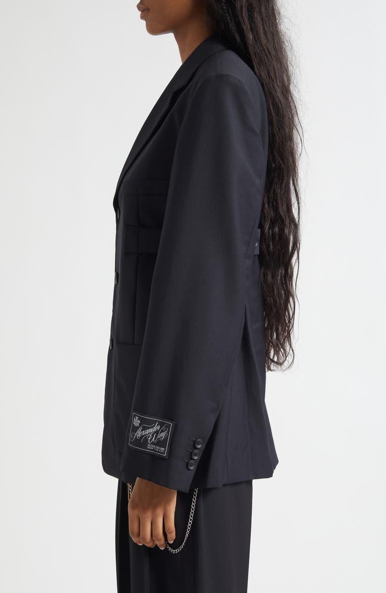 Alexander Wang Side Tab Wool & Mohair Blazer, Alternate, color, Black