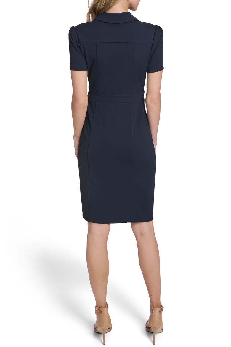 Zip Scuba Crepe Sheath Dress, Alternate, color, SKY CAPTAIN