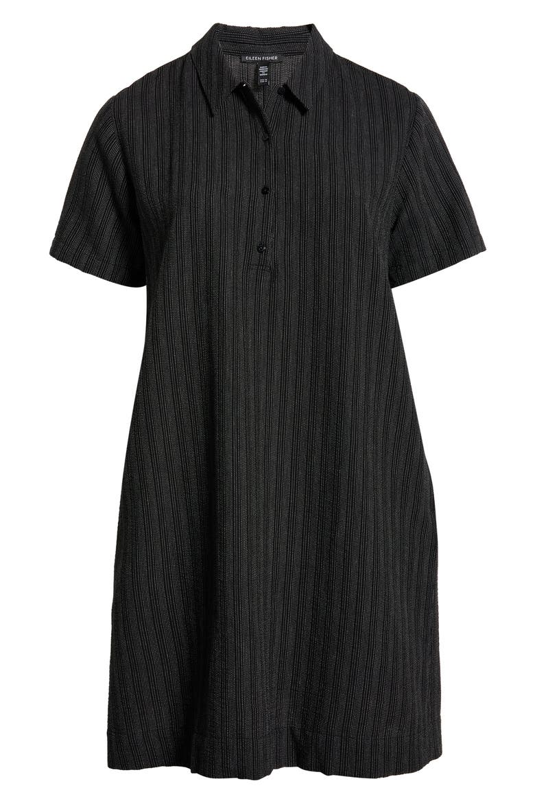 Pinstripe Shift Dress, Alternate, color, BLACK/ WHITE
