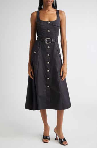 L'AGENCE Tazia Belted Cotton Blend A-Line Dress