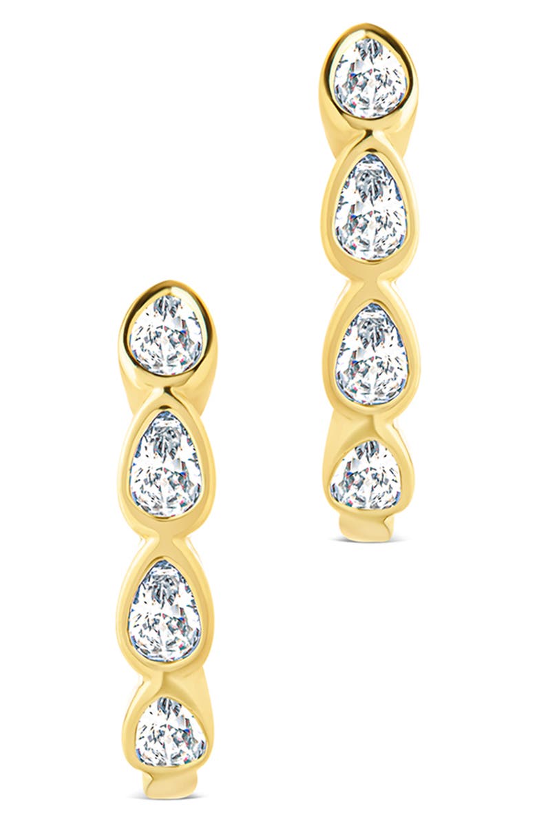 Sterling Forever Irvette Bezel Set CZ Hoop Earrings, Alternate, color, Gold