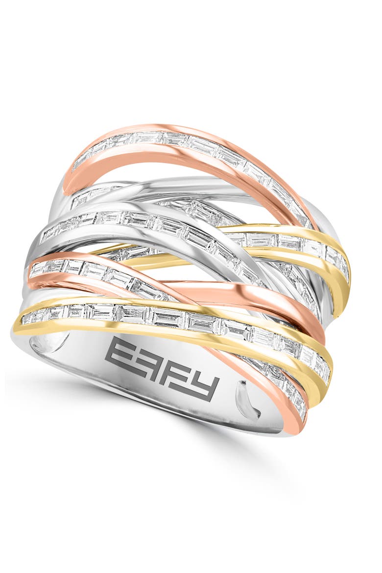 Diamond Crossover Ring in 14K White, Yellow & Rose Gold, Main, color, None