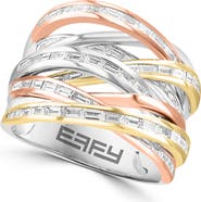 EFFY Diamond Crossover Ring in 14K White, Yellow & Rose Gold