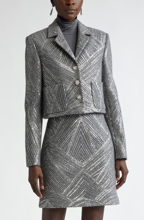 Sequin Chevron Embellished Jacket