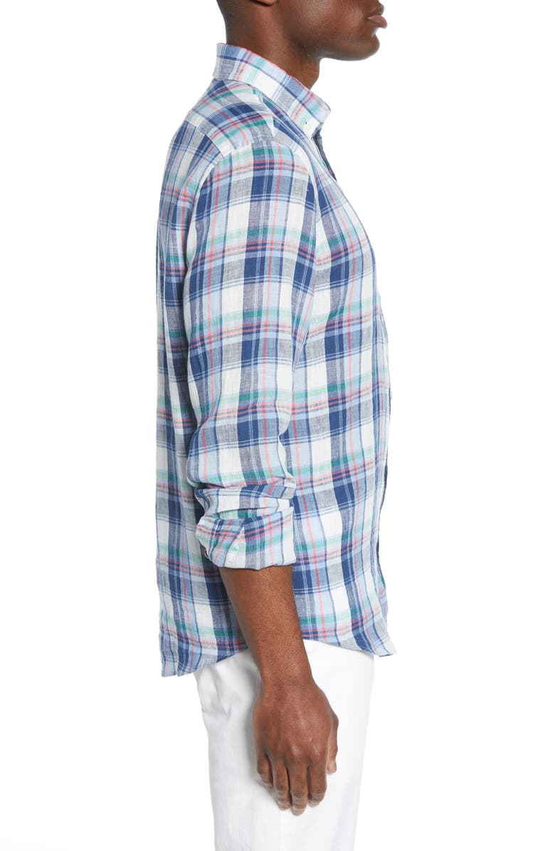 vineyard vines Tucker Classic Fit Plaid Linen Shirt, Alternate, color,