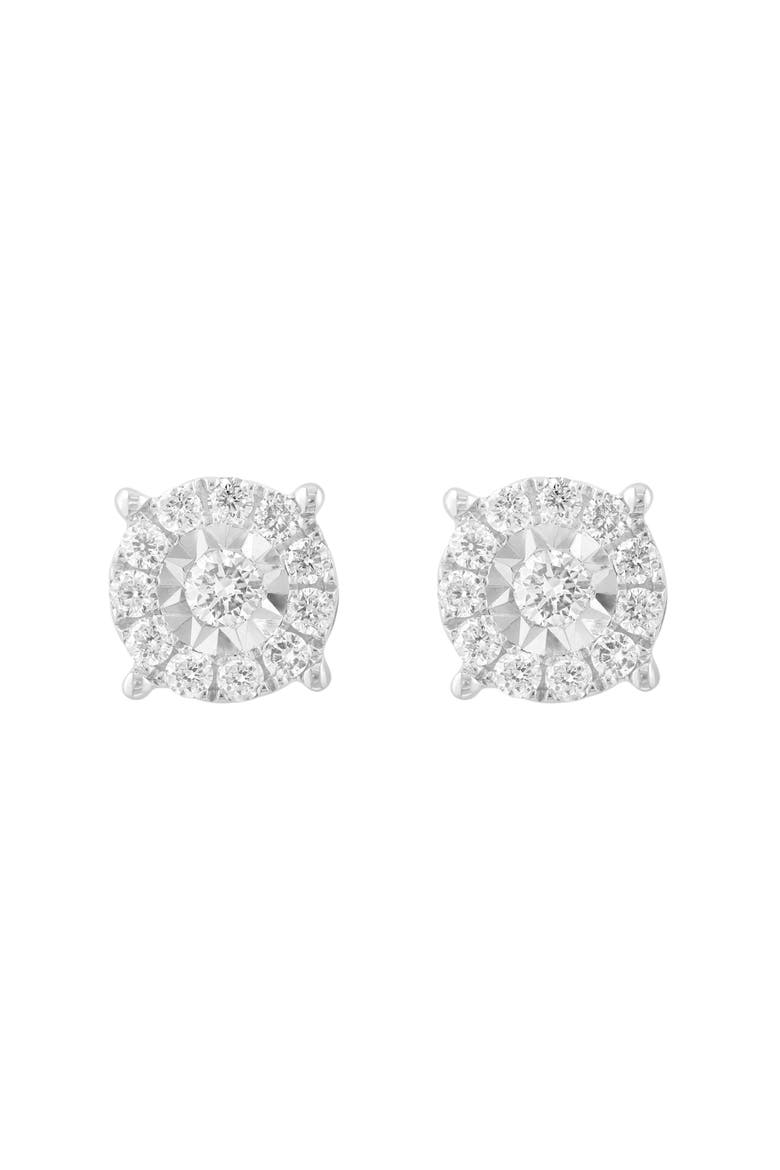 Sterling Silver Diamond Round Stud Earrings, Alternate, color, WHITE