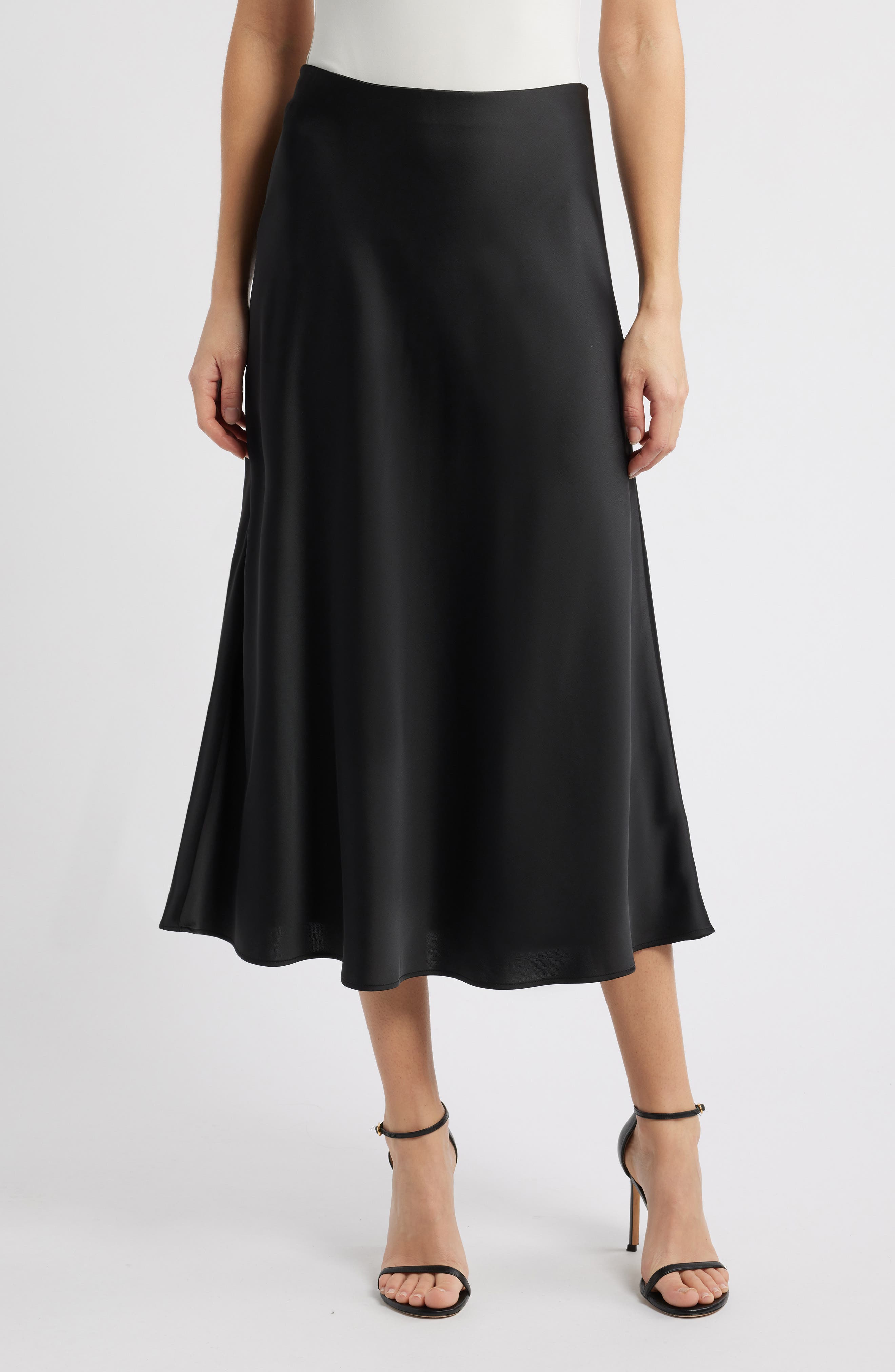 mid length satin skirts xl