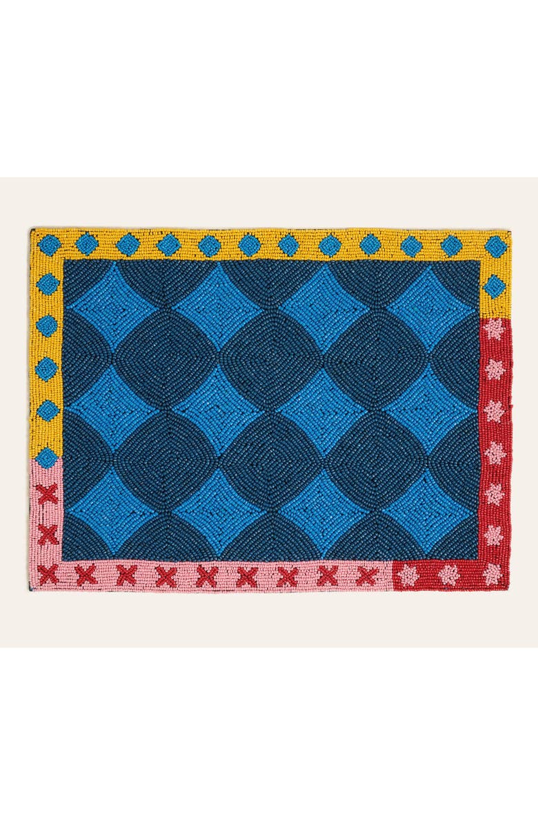 Zsa Zsa Zsu Dadri Beadded Placemat Geometric 12X16 In, Main, color, Blue