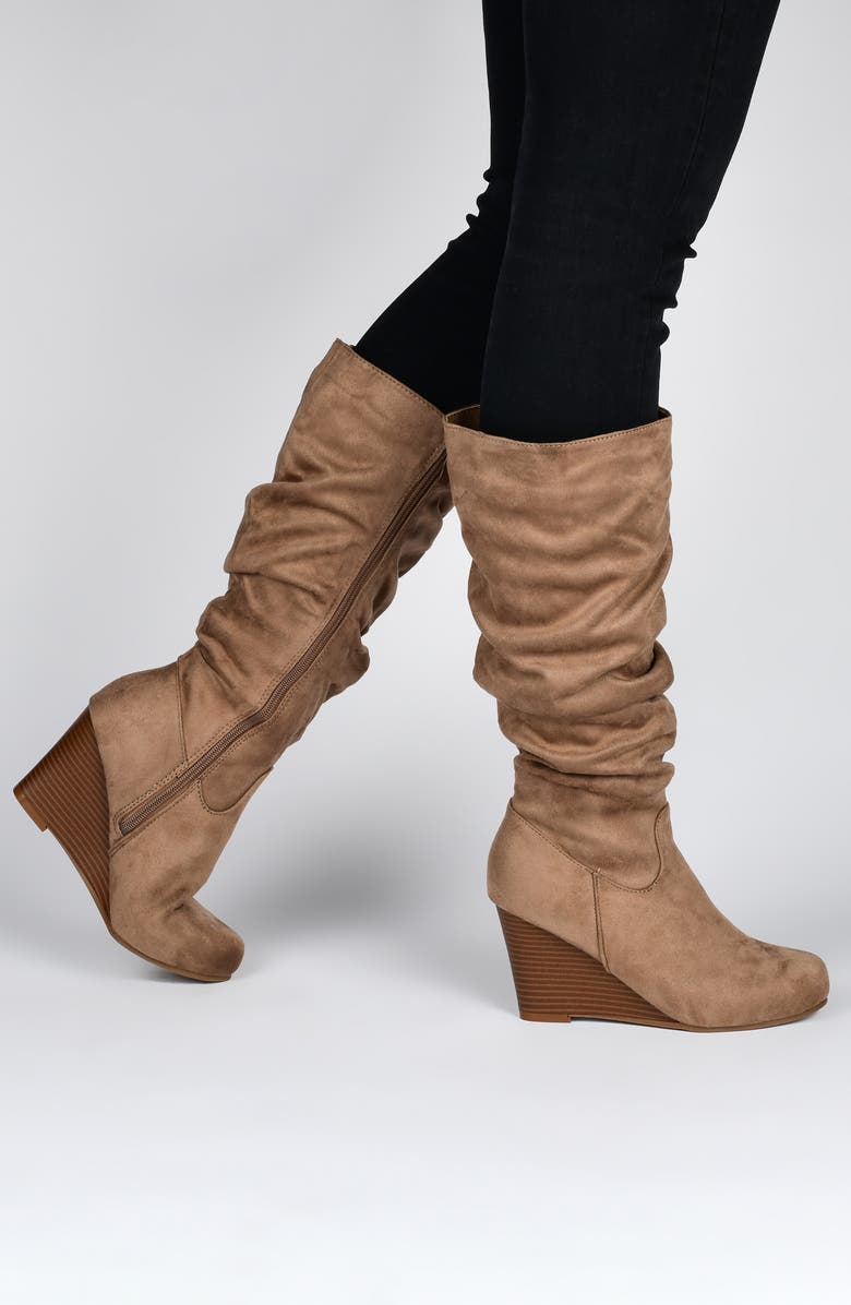 Journee Collection Haze Wedge Boot, Alternate, color, Taupe