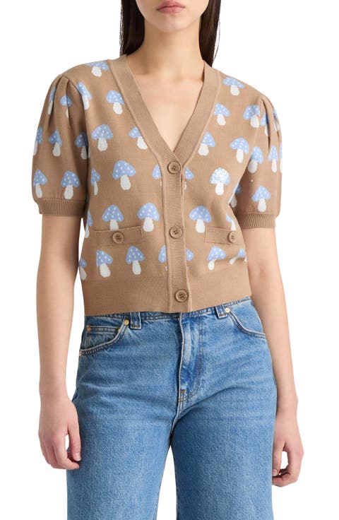 Mushroom Jacquard Cardigan