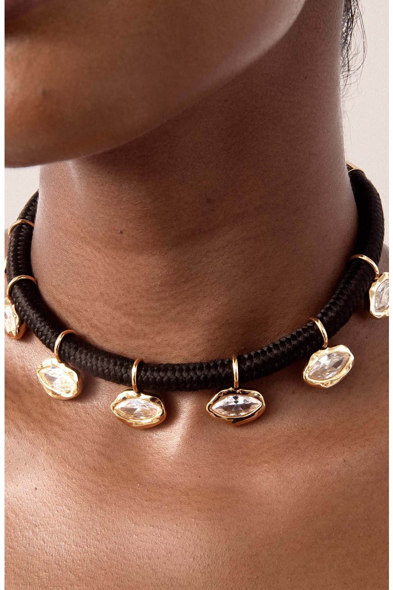 Midnight Luxe Crystal Choker Necklace, Alternate, color, GOLD