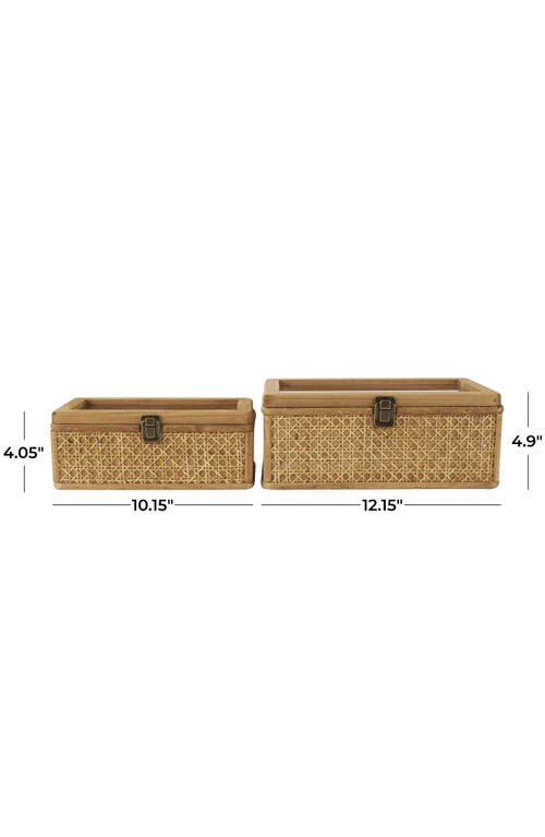 Uma Set Of 2 Natural Rattan Boxes In Brown