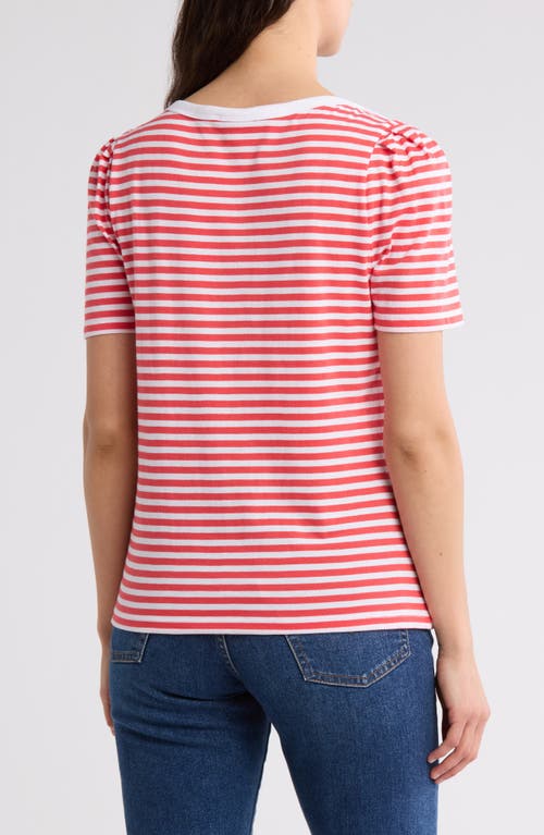 Caslon ® Stripe Envelope Neck Knit Top In Red Bittersweet- White Stripe