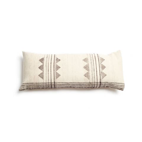 Kora White And Black Artisanal Handwoven Pillow - Cover + Insert