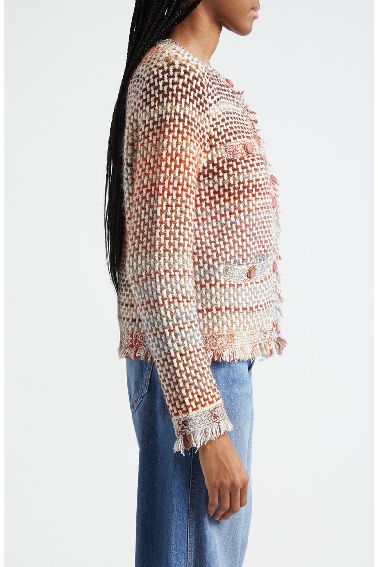 Sariyah Ombré Knit Jacket, Alternate, color, RED MULTI