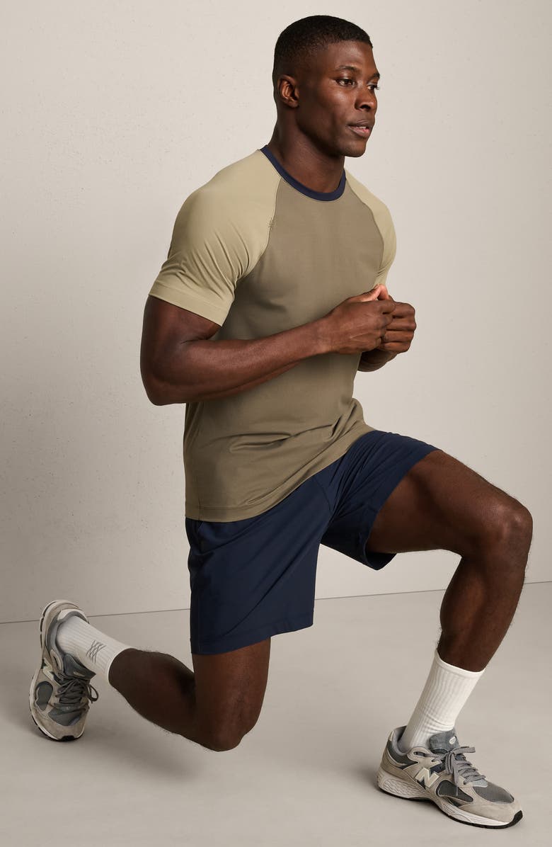 Rhone Reign Performance T-Shirt, Alternate, color, Smokey Olive Color Block