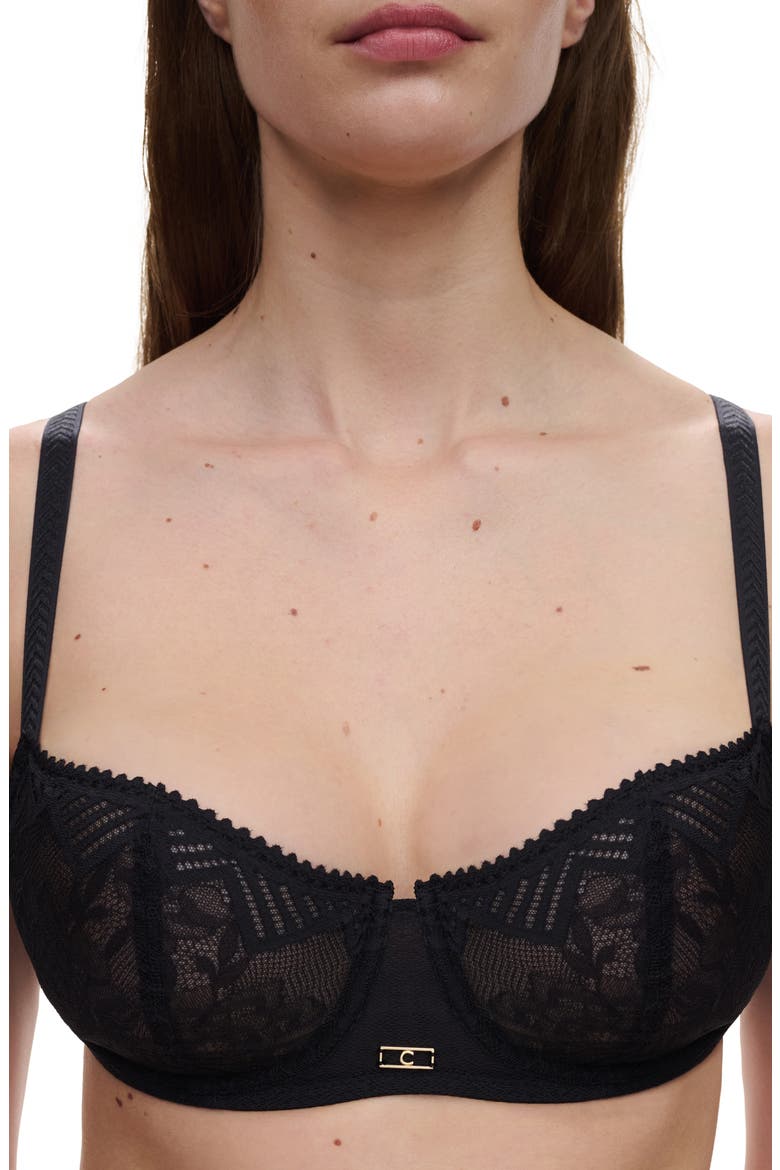 Origins Underwire Unlined Demi Bra, Alternate, color, BLACK