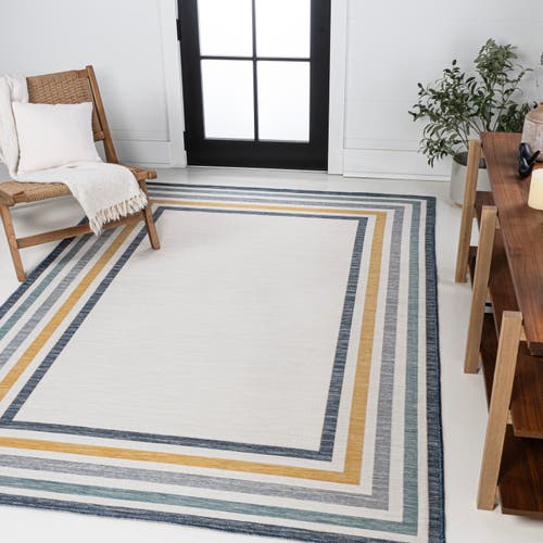 Jonathan Y Pollux Classic Coastal Mitred Stripe Reversible Machine-washable Cream/navy 4 Ft. X 6 Ft. Indoor/out In Cream/navy