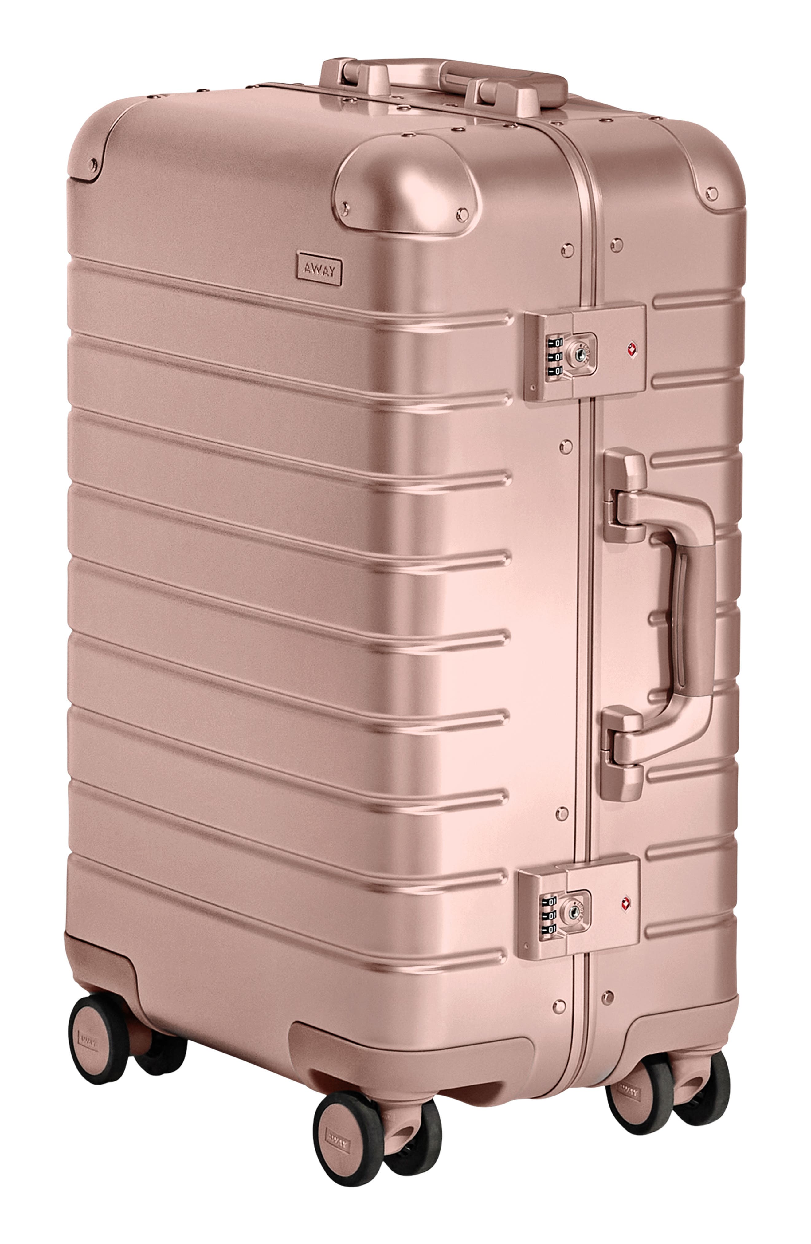 Away The Bigger Carry-On Suitcase: Aluminum Edition, Alternate, color, Rose Gold