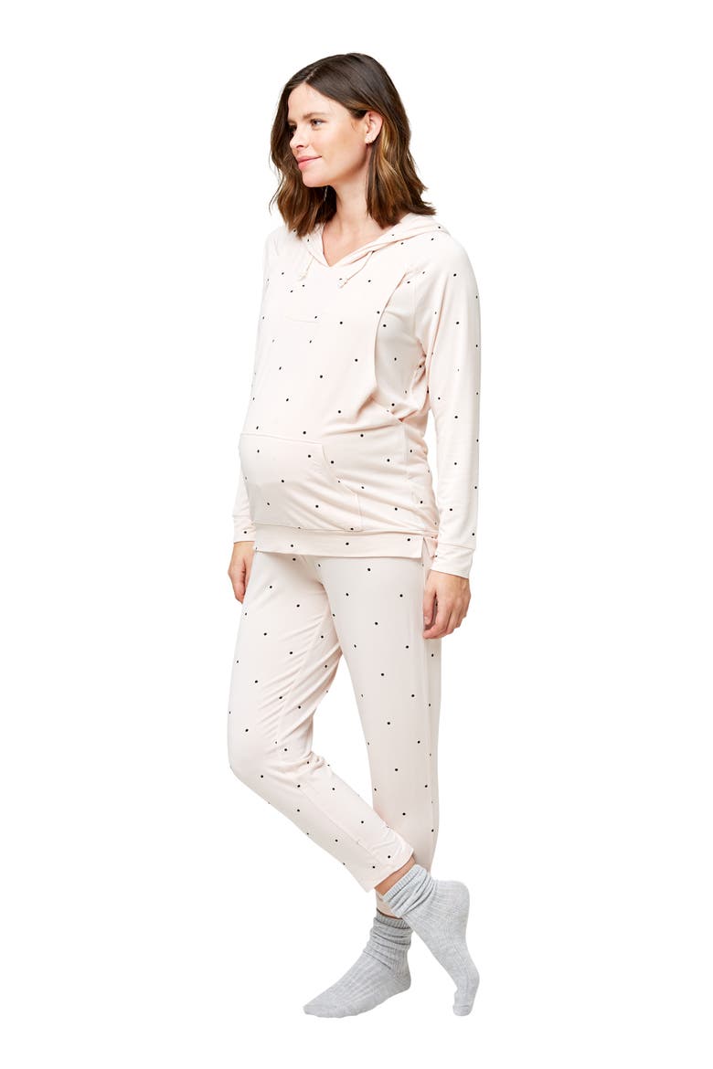 Simone Maternity & Nursing Soft Hoodie, Alternate, color, DOTS