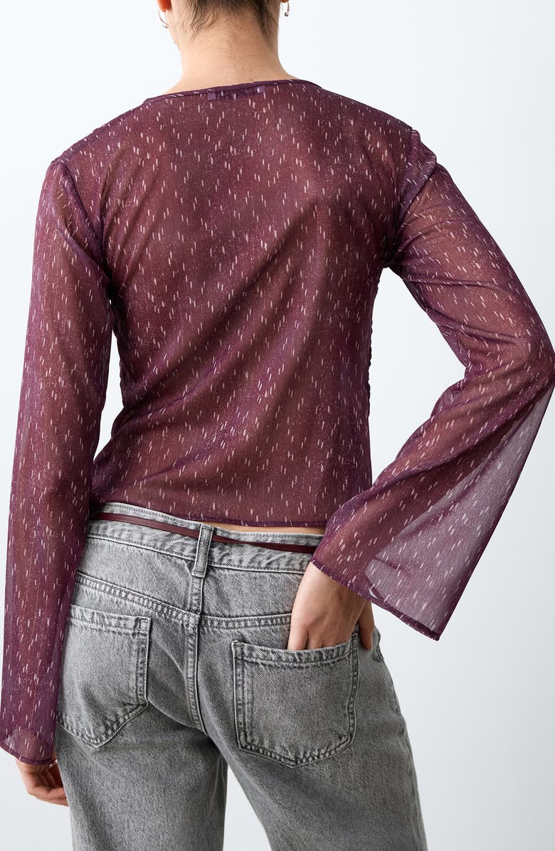 MANGO TEEN Asymmetric Smocked Button-Up Top, Alternate, color, 