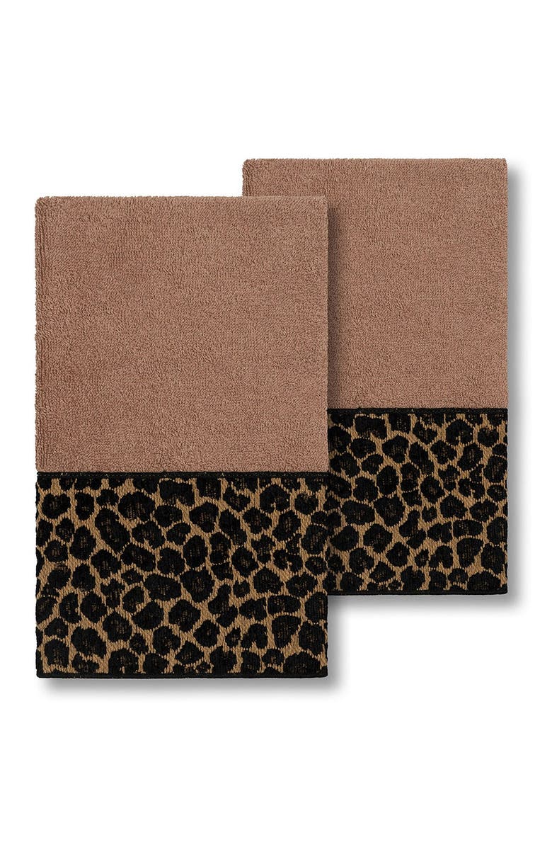 Linum Home Textiles Spots Embellished Hand Towel - Set of 2 - Latte, Main, color, Latte