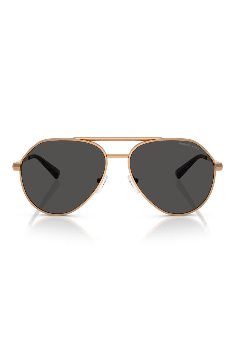 60mm Pilot Sunglasses, Main, color, BEIGE GOLD / DARK GREY SOLID