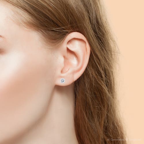 Bliss Diamond Platinum 2ct Tw Round Cut Diamond Studs Lab Grown In Metallic