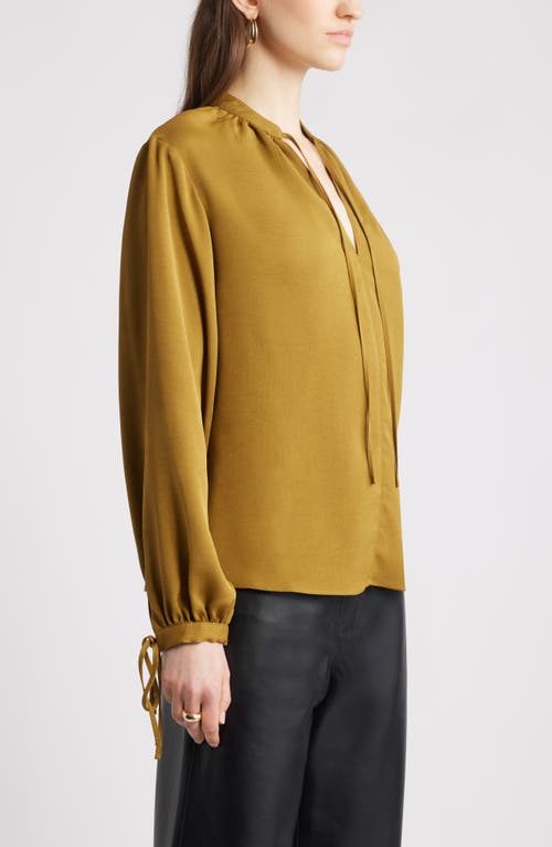 Nordstrom Long Sleeve Tie Neck Shirt In Yellow