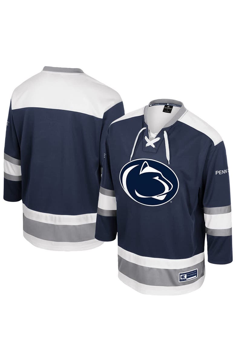COLOSSEUM Men's Colosseum  Navy Penn State Nittany Lions Athletic Machine Fashion Hockey Jersey, Main, color, 