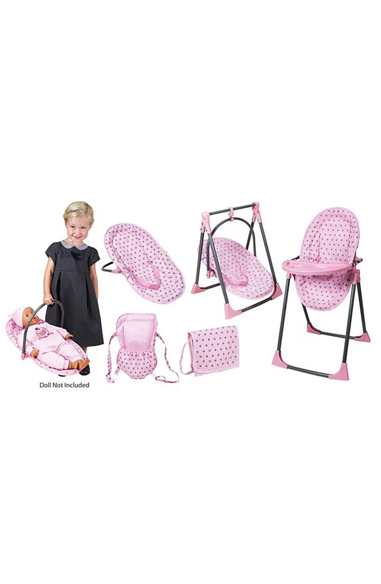 Lissi 6 In 1 Convertible Highchair Play Set, Pink & Grey Polka Dot, Fits Up To 18 Inches, Alternate, color, Multicolored