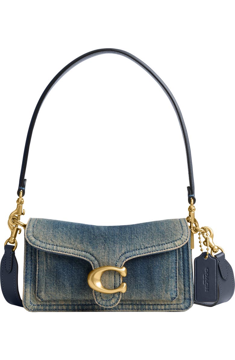 COACH Tabby 20 Cotton Denim Shoulder Bag, Main, color, B4/ Dark Indigo