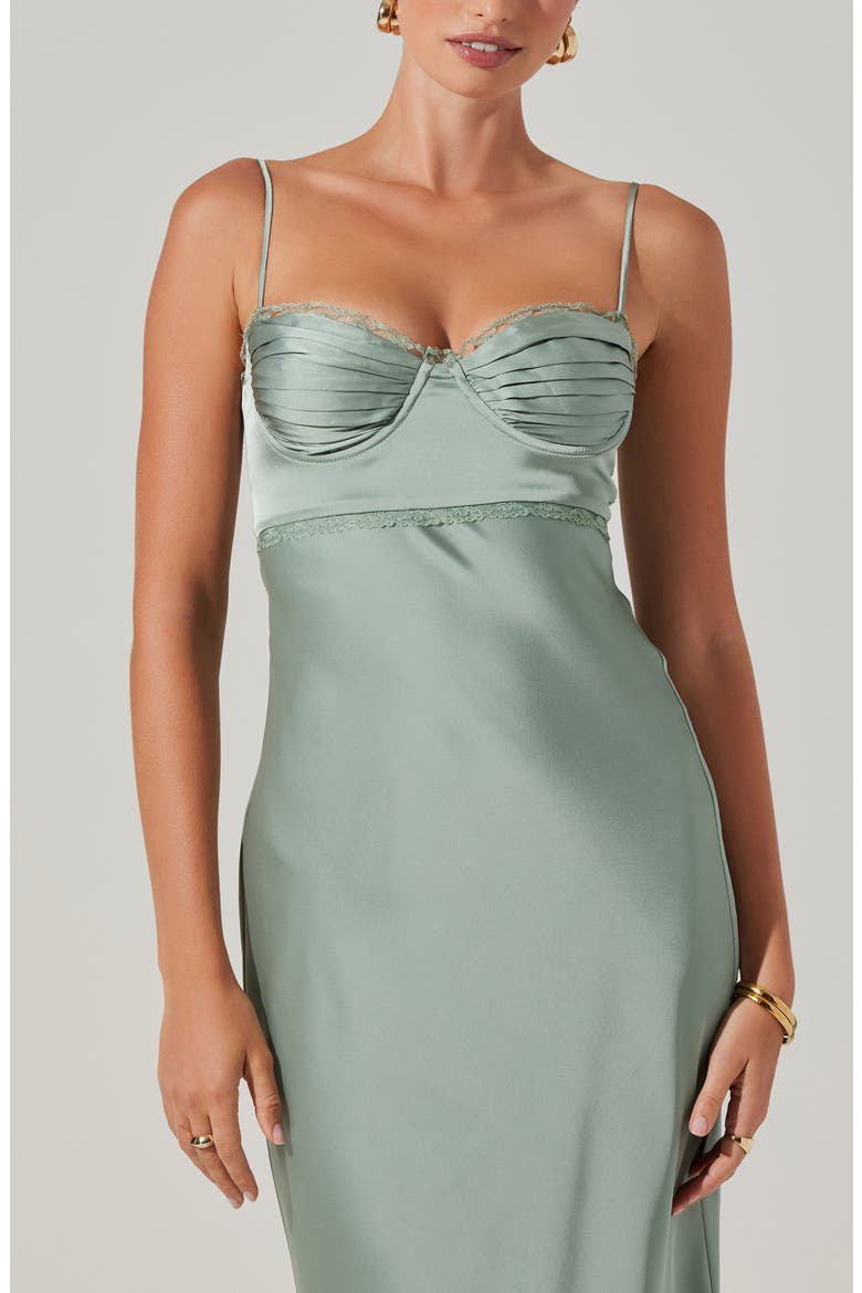 Florianne Lace Trim Satin Slipdress, Alternate, color, SAGE