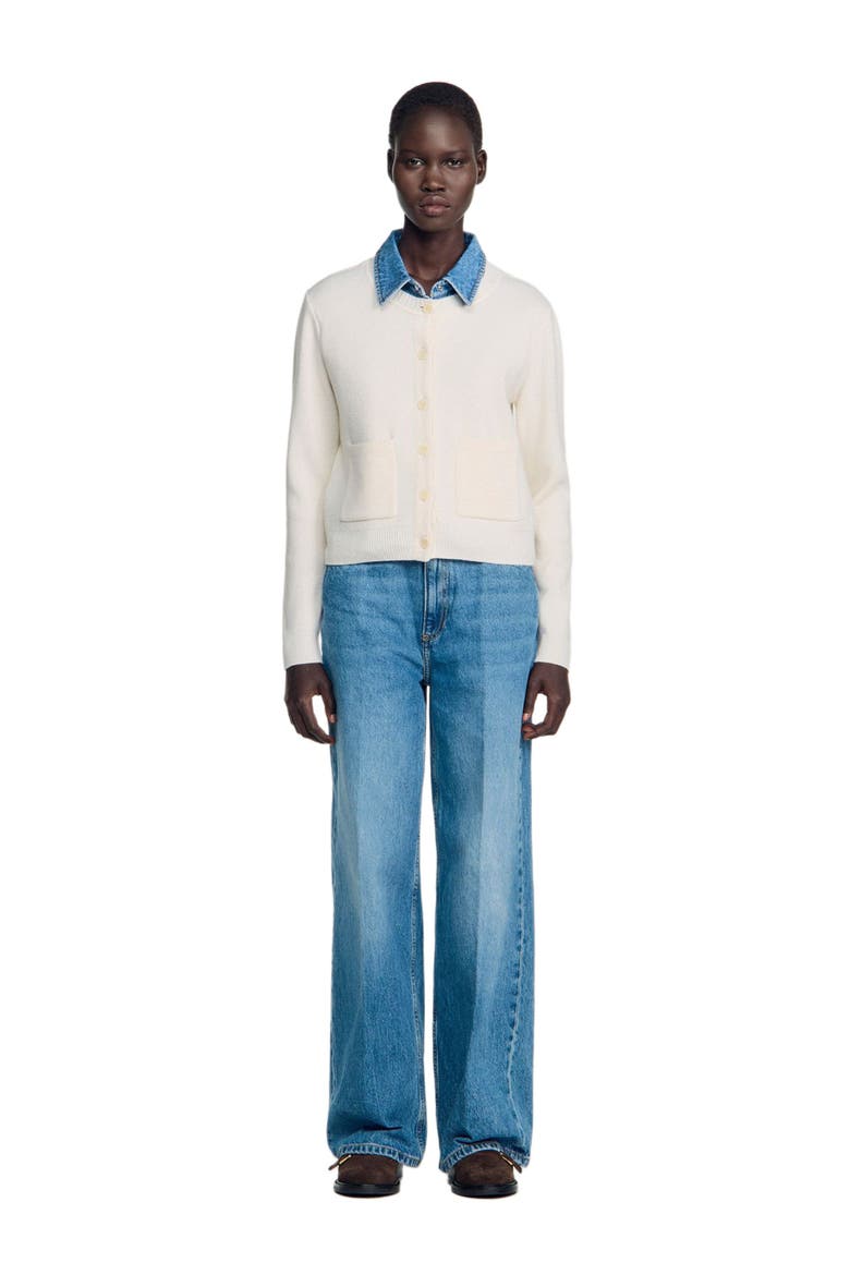 2-in-1 effect cardigan, Main, color, Ecru